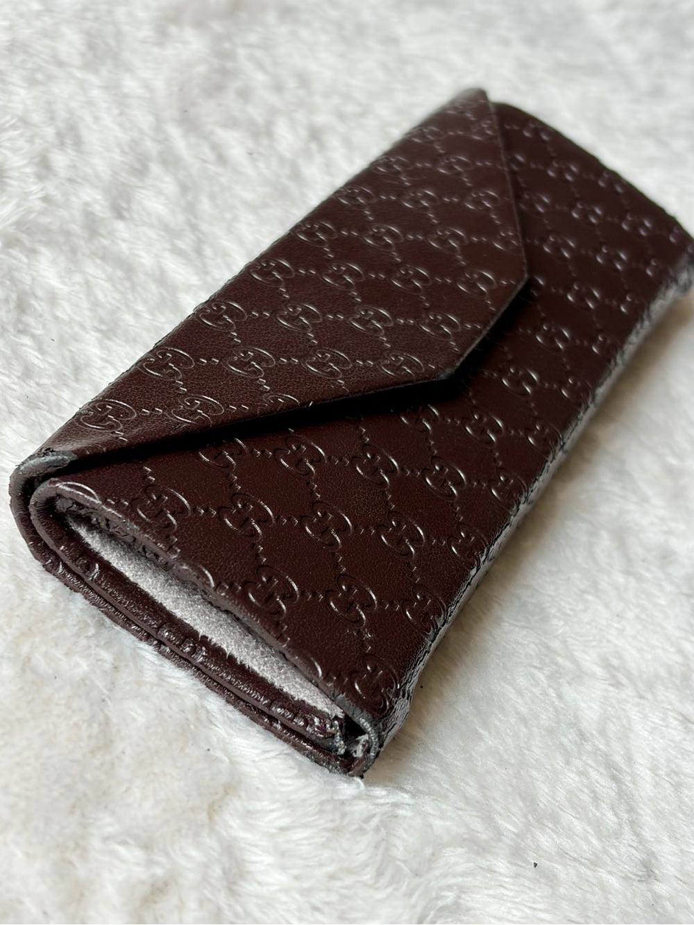 Authentic Gucci foldable leather eyeglass case